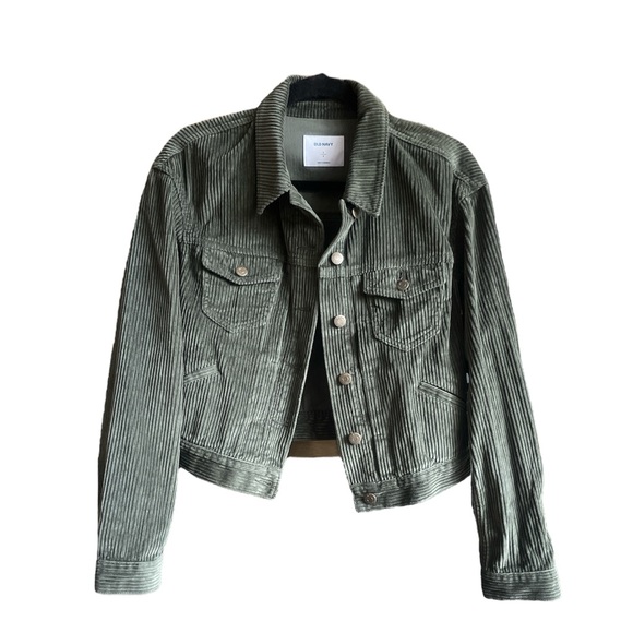 Size Small Green Olive Colour Cropped Corduroy Jacket from Old Navy - Picture 4 of 7